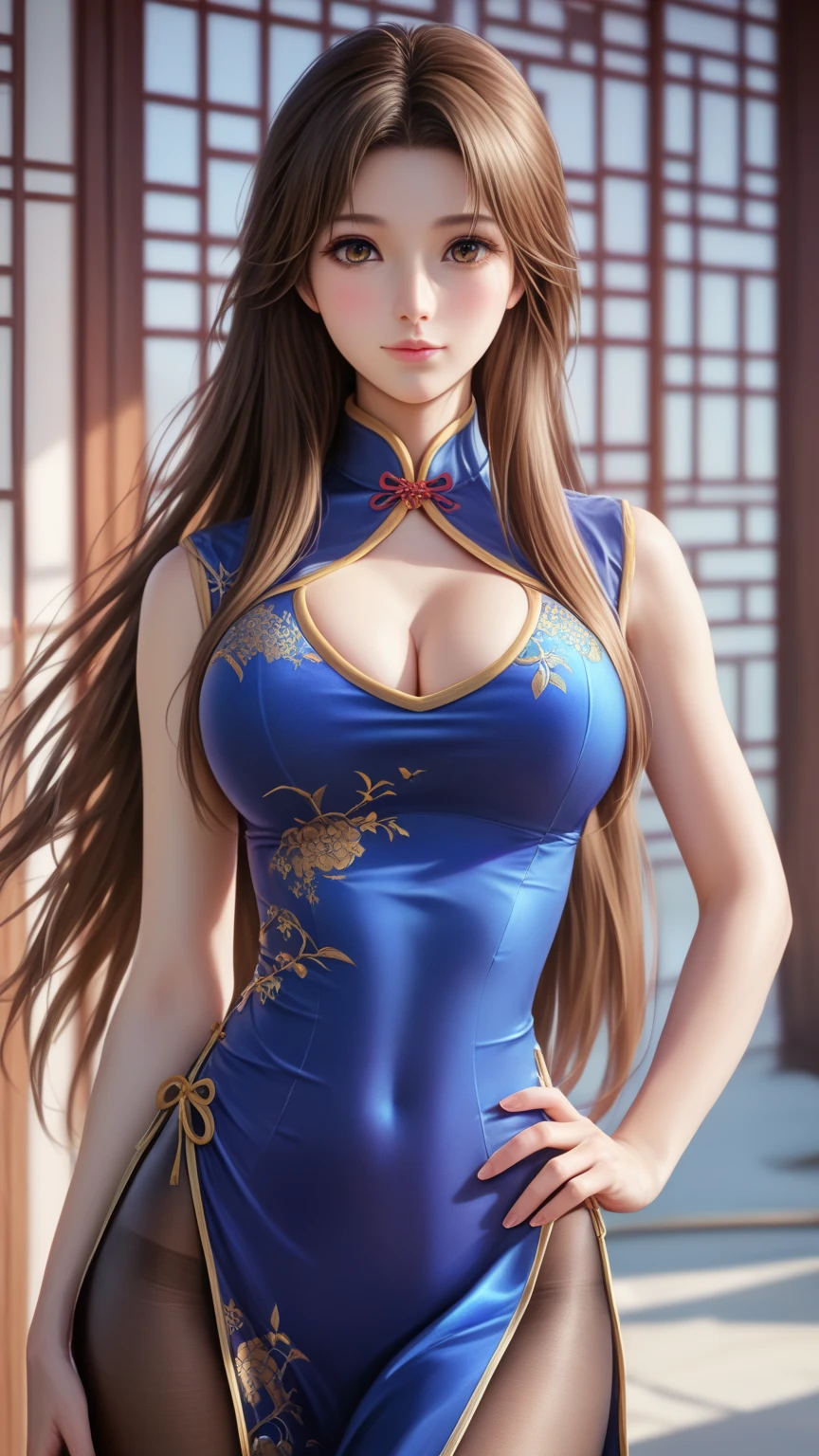 cowboy shot,1 girl,(매우 detailed 피부),Bent,beautiful胸,(big bust:1.5),pregnancy,pale skin,sagging breasts,(fantasy art,Best image quality,Surrealist portraits,(8K),surreal,最high quality, high quality, high resolution, high quality texture,high detail,beautiful,detailed,매우 detailed CG,detailedテクスチャー,realistic facial expressions,masterpiece,presence,dynamic,brave),ponytail,(very thin hair),(very soft hair),(ultra straight hair:1.5),long flowing bangs,very light copper amber hair,hair above one eye,dressed up,tight t-shirt,see-through sailor swimsuit