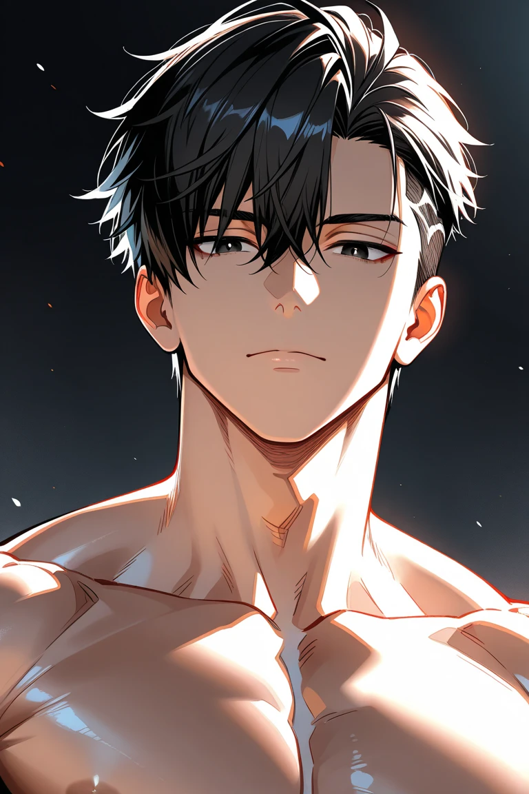A boy swimming in the rain