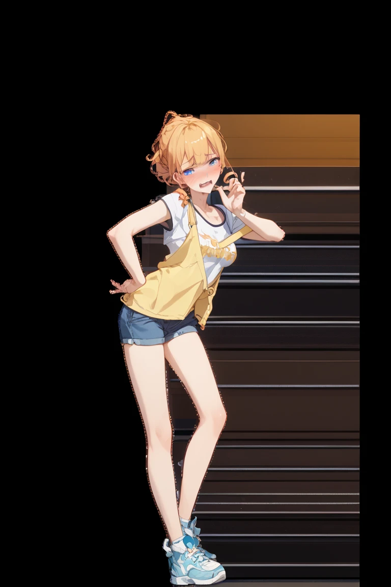 ((Masterpiece)), ((best quality)), ((kawaii)), (flat color), (flat shading), (super detail:1.2),(High Definition:1.3), (Professional Photography:1.2), (wide shot), (sharp focus), (perfect light), (drop shadow), ((1girl)), ((12 years old)), put on cat ears, cute young girl, ((Embroidered cute tanktop)), cute dolphin shorts, (Very grin), (Beautiful brown eyes), (small chest), (bare arms), cute navel, Healthy skin, (Healthy slim body), (loose blunt bangs), silky and straight hair, (medium hair), ((pale brown hair)), BREAK, ((best quality)), ((extremely detailed)), Reaching out hand, ((lie on your back)), (Checkerboard check Pattern Background:1.3), Checkerboard check floor,