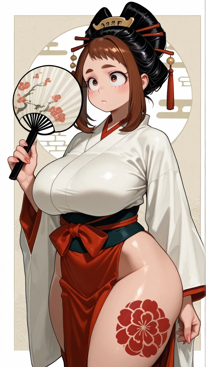 araffed woman in a white shirt and panties posing for a picture, a picture by Torii Kiyomoto, tumblr, shin hanga, thicc, japanese goddess, japanese model, oppai proportions, oppai, she has a jiggly fat round belly, giant stunning goddess shot, thick body, bbwchan, hyperrealistic full figure