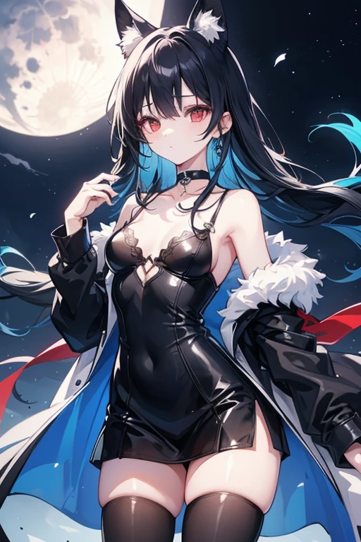 One head is so long, shiny black hair，Often tied into a high ponytail，Looks vibrant。眼睛就是I&#39;I&#39;I最自豪的是，The left eye is dark blue，Right eye reddish purple，heterochromatic eyes让I显得神秘又迷人。White skin，rosy lips，When laughing，A crescent moon will form on the face，Looks cute and playful。heterochromatic eyes，Eyes of different colors，heterochromatic eyes，Eyes of different colors