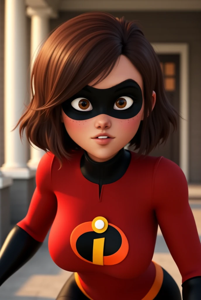 <lora:HelenV2:0.6>helenparr,1girl, solo, short hair, brown hair, brown eyes, mask, domino mask (masterpiece:1.2), (best quality), (ultra detailed), (8k, 4k, intricate),(full-body-shot:1), (highly detailed:1.2),(detailed face:1.2), (detailed background),detailed landscape, (dynamic angle:1.2), (dynamic pose:1.2),