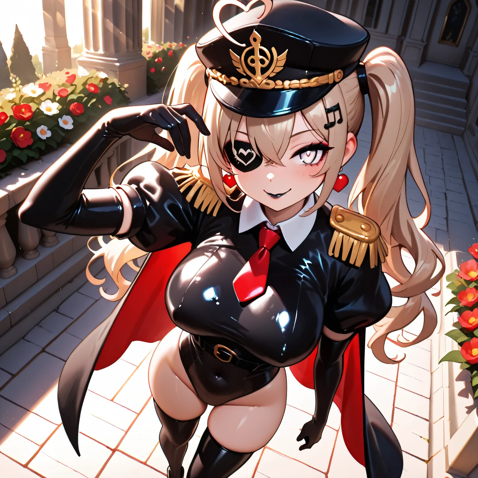 star (symbol), sidelocks, buttons, double-breasted, coat, fur trim, skindentation, covered navel, ,blue coat, capelet, ,winter clothes, side slit, pelvic curtain, taut clothes, blurry background, fur-trimmed dress, fur-trimmed headwear, fur-trimmed sleeves , leg tattoo,blue capelet,taut dress, brown belt, fur-trimmed capelet,fur hat, papakha, thighhighs, (((blindfold))), (((chain leash, animal collar, animal collar connected chain leash))), (((hand on the ground, on all fours))), masterpiece, best quality, ultra detailed, super fine illustration, sexual ecstasy smile, full face blush, fucked silly, smile broadly, (((open mouth, long tongue, stick out tongue, tongue out))), vulgarity, happy, dimpled smile, covered ass, ass clothes, long dress,