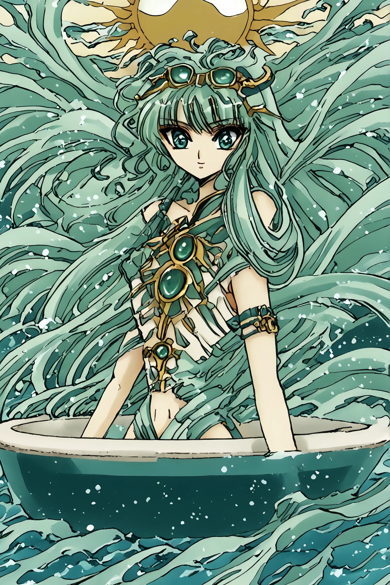 DXL 10:02:27 (high quality:1.5), (((8k))), (masterpiece), work, extremely detailed, (high detail:1.2), alone, (HotLexi Female )), 20 year old Asian female, ((perfect anatomy)), (Nude, Aqua Goggles),Yonagi Kei,Facing a black and white comic ,she is a swimming, long hair, and an emerald 머리, ((Underwater)) , Bubbles in the bathtub , The Underwater scene is filled with vibrant light patterns from the sun,Surfing coral,scene is filled with vibrant light patterns from the sun , A fish that swims on the skin , and an emerald , very 긴 머리 that reaches the waist , realistic style , There is a reflection in the water , tree , This fish is very transparent , siren , original character , The most beautiful face