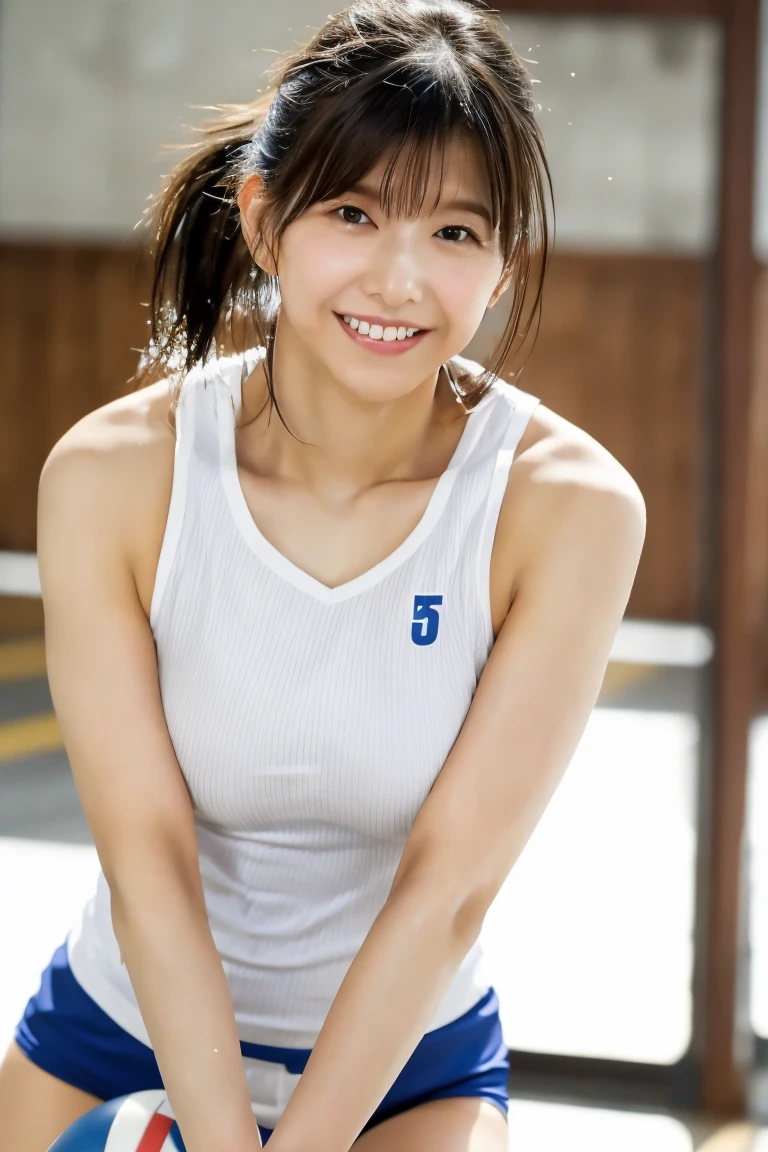 Reality、photograph、
Isoyama Sayaka、18-year-old、Small face、
Shortcuts,smile、
Cheerleader、squat、
Spread your legs wide、
Pussy