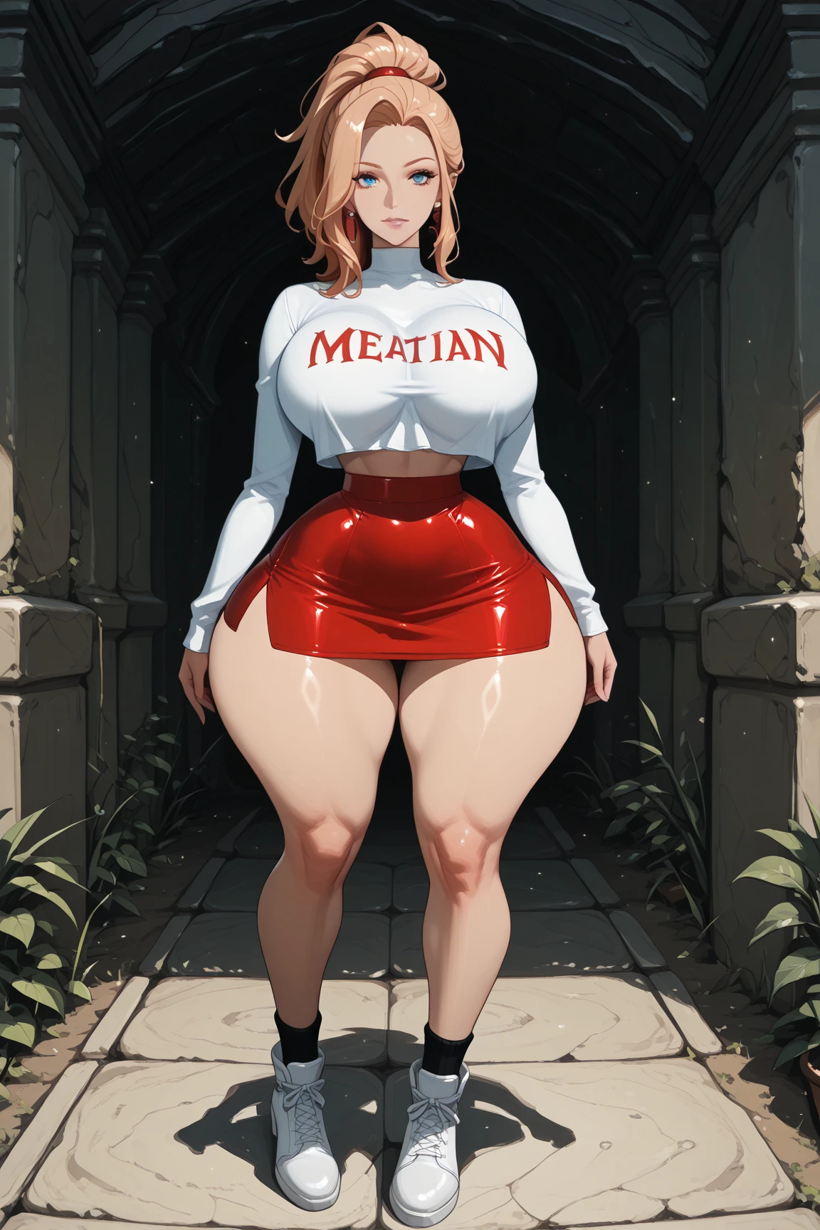 (masterpiece), (high quality), crazy details, Character Design Sheet , beautiful young chubby woman, overweight, irish redhead, long wavy ginger hair, wearing tight simple dress with deep cleavage, big breast, curvy body, character reference sheet, character turn around, different poses and expressions