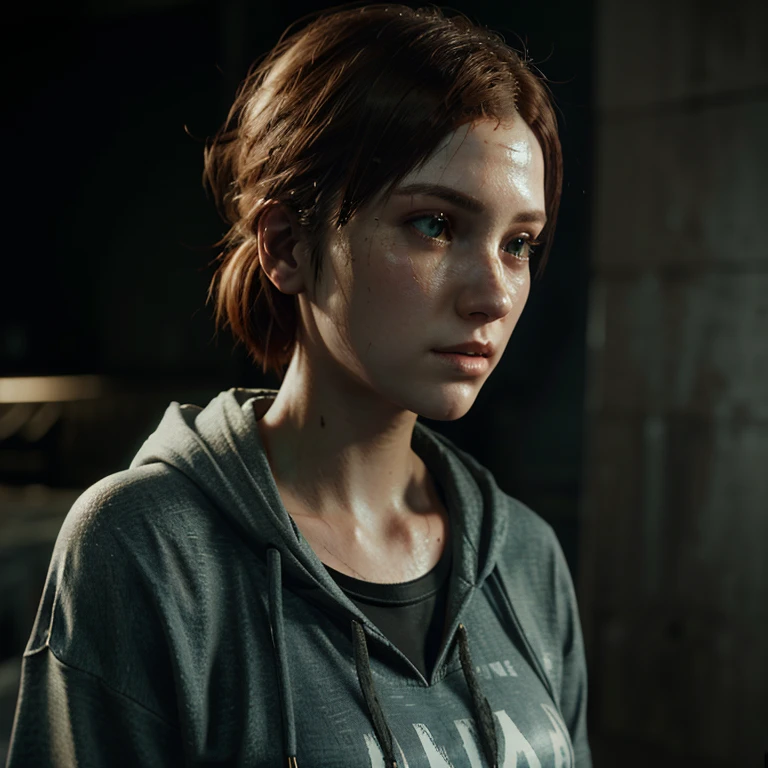 Realistic self-portrait of a character from the series "the Last of Us" estreado em 2023, inspirado em Bella Ramsey, master part, extremamente detalhado, melhor qualidade, ((Costume with realistic old and torn clothes)) ,(Picture of face looking at camera:1.5) extremamente detalhado, in an apocalyptic environment of a street. (8k, qualidade superior, melhor qualidade, obra-prima, altamente detalhado: 1.2).