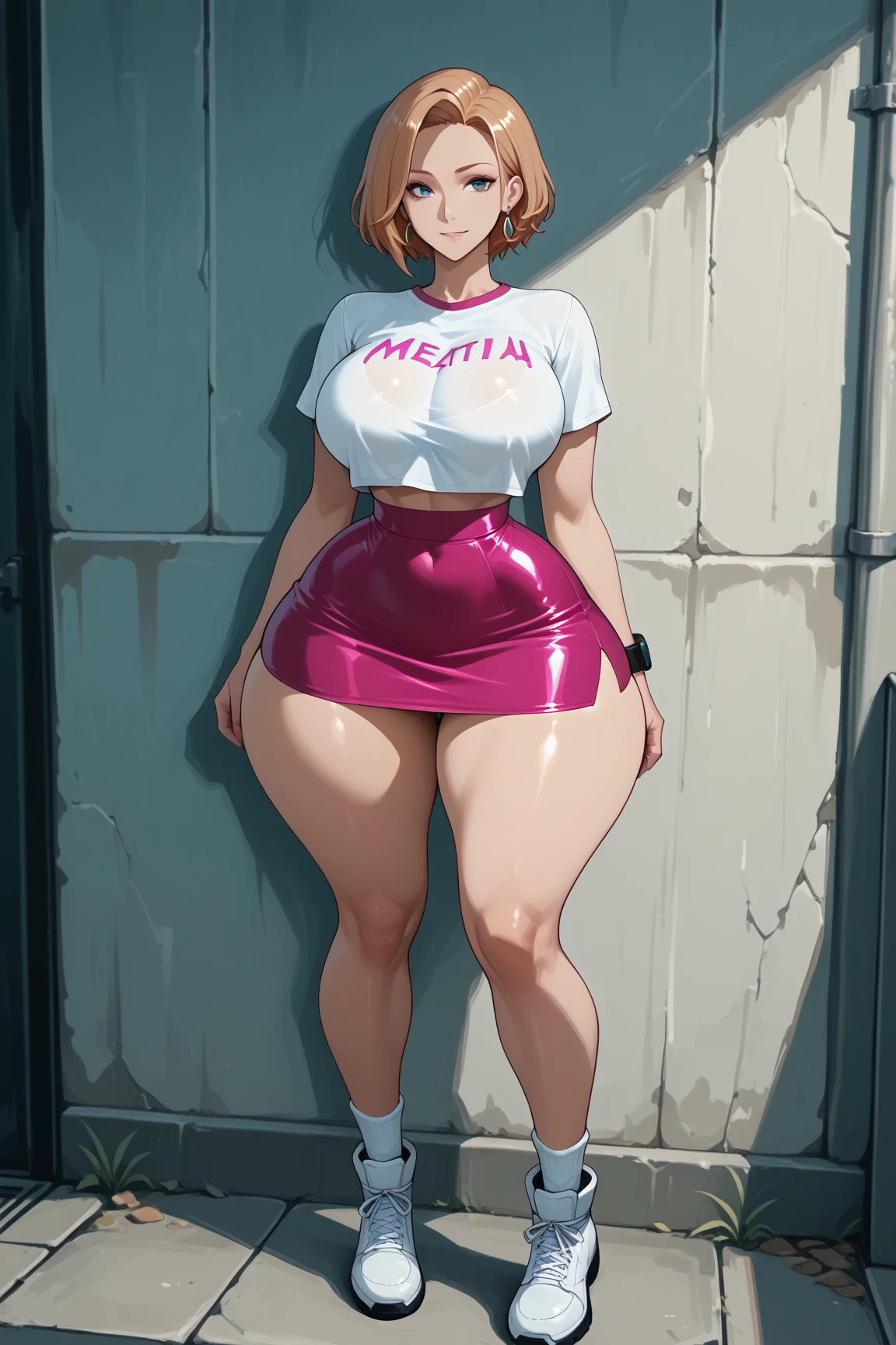 Top with power's signature pink t-shirt, Power With horns, Nsfw , Power, power face, Point of view from below, BoBashoulder-high, looking at viewer, masterpiece, best qualityupper body,power_csm, Full body, single micro thong bottom, micro thong,V-String Thong ,3DMM, white micro thong,Extremely tight thong, POV, His two hands on his waist, Hands on the hips