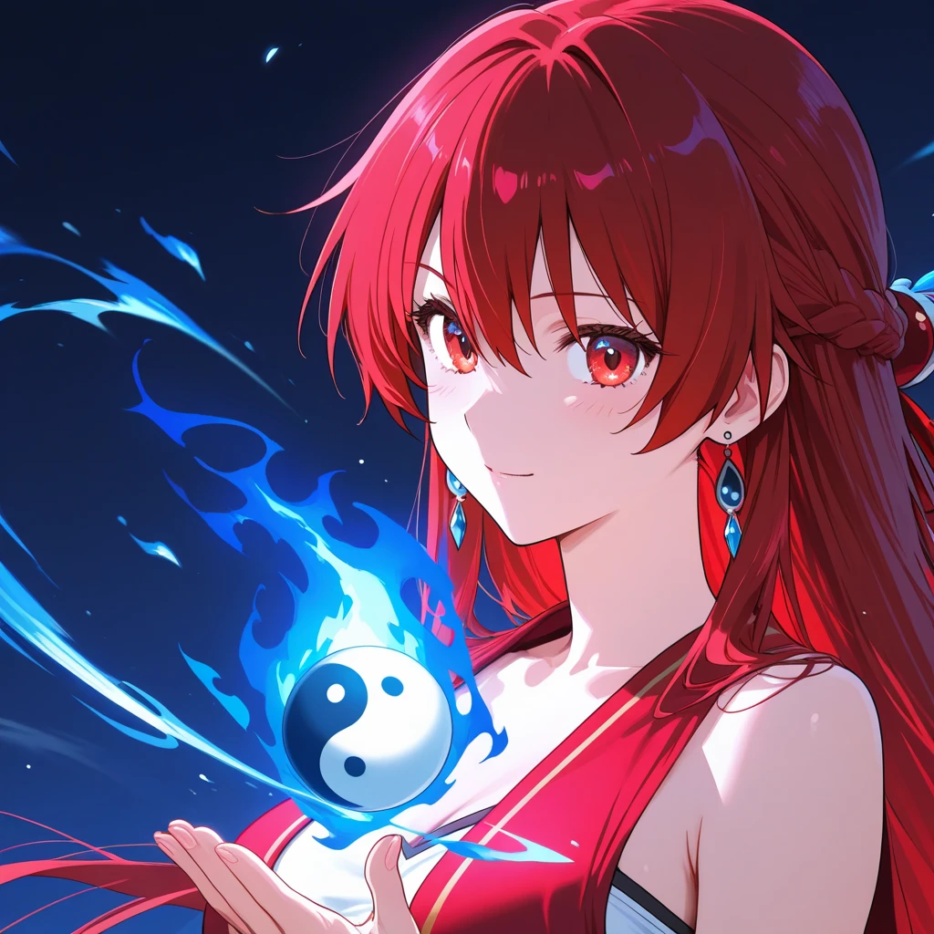 Master Part、gorgeous、landscape、(((phi_humans)))、evening、flower、garden、Starry Sky、constellation、wonderful、Red hair、Pigtails、smile、water、Braid、White Dress、Dynamic Model Poses、Overlooking、water、warm、comfortable、magic、magic、particle、beautiful、光のparticle