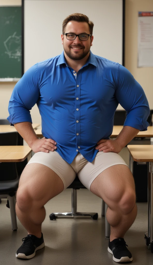 Latin teacher showing his underwear to his students ,en boxers, con bulto grande en la entrepierna ,imagen realista