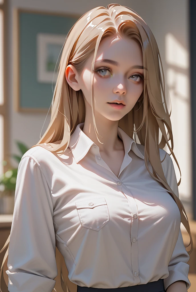 Blonde woman with long hair, wearing a white shirt and black tie, a gorgeous blonde, yelena belova, angelawhite, long blonde hair and big eyes, blonde goddess, Anna Nikonova aka Newmilky, long blonde hair and blue eyes, Beautiful blonde girl, angelina stroganova, anastasia ovchinnikova, long blonde hair and big eyes