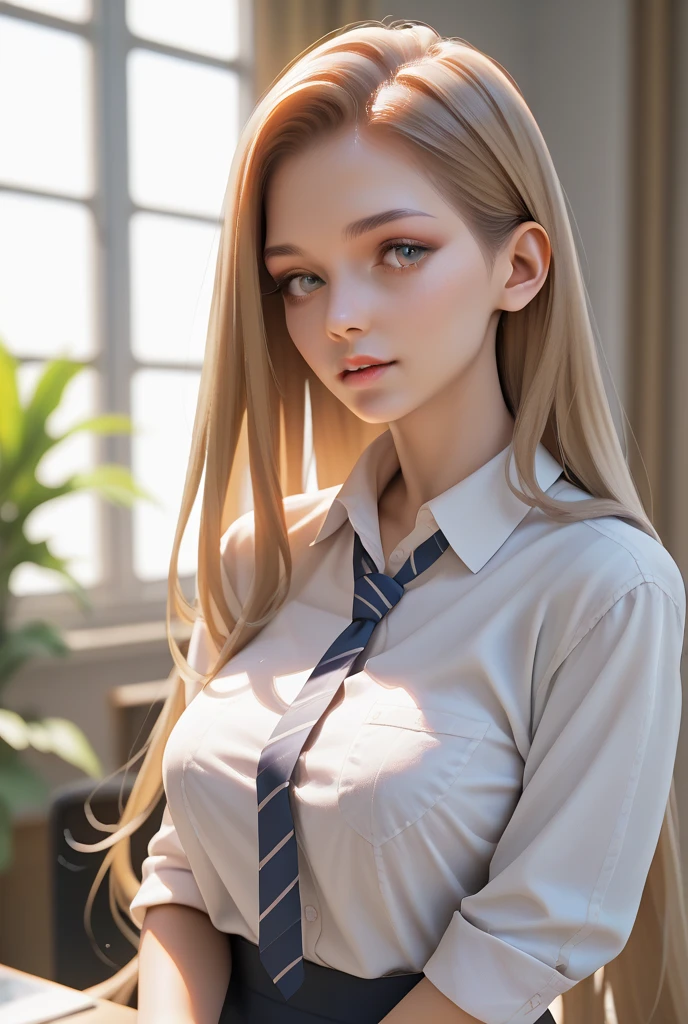 Blonde woman with long hair, wearing a white shirt and black tie, a gorgeous blonde, yelena belova, angelawhite, long blonde hair and big eyes, blonde goddess, Anna Nikonova aka Newmilky, long blonde hair and blue eyes, Beautiful blonde girl, angelina stroganova, anastasia ovchinnikova, long blonde hair and big eyes