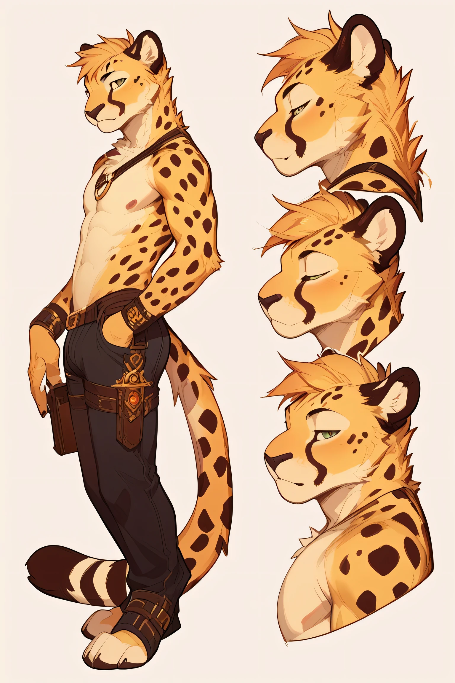 (score_9,score_8_up,score_7_up,score_6_up,score_5_up,score_4_up), fantasy art concept, intricate details, erotic, sensual, by darkgem, anthro, male, cheetah, model reference sheet, side view