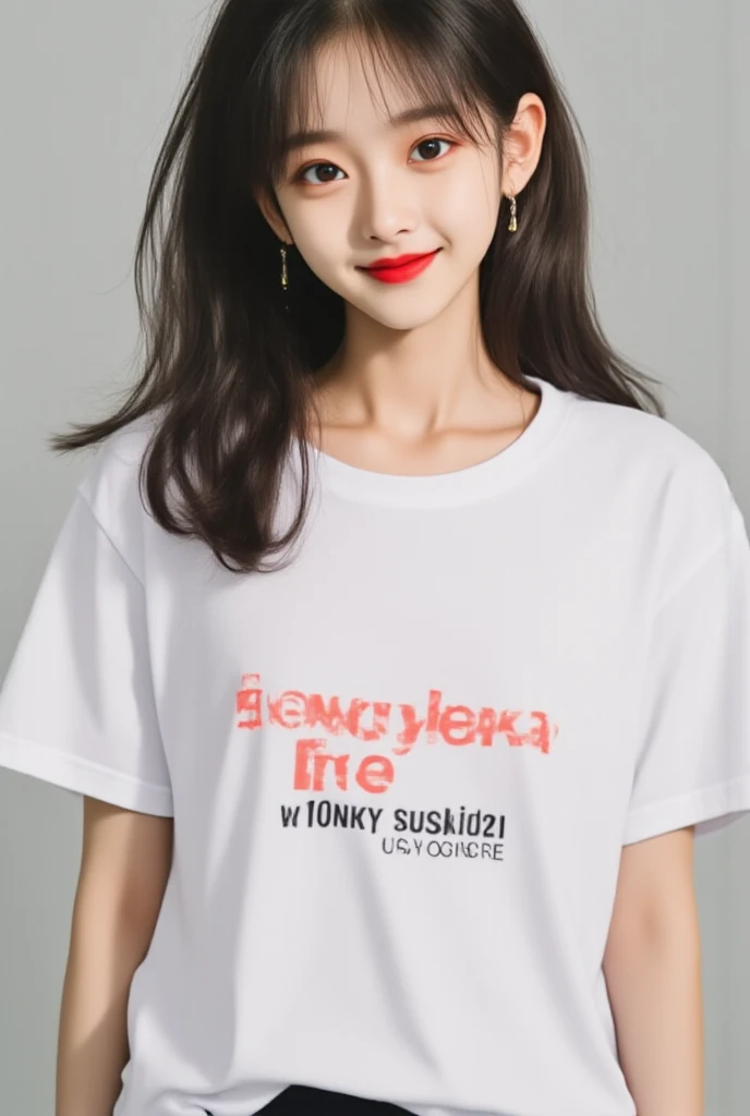 japanesefemale,black hair,drooping eyes,Sit on the desk with legs spread, hands behind head, semi-long,Yshirt,