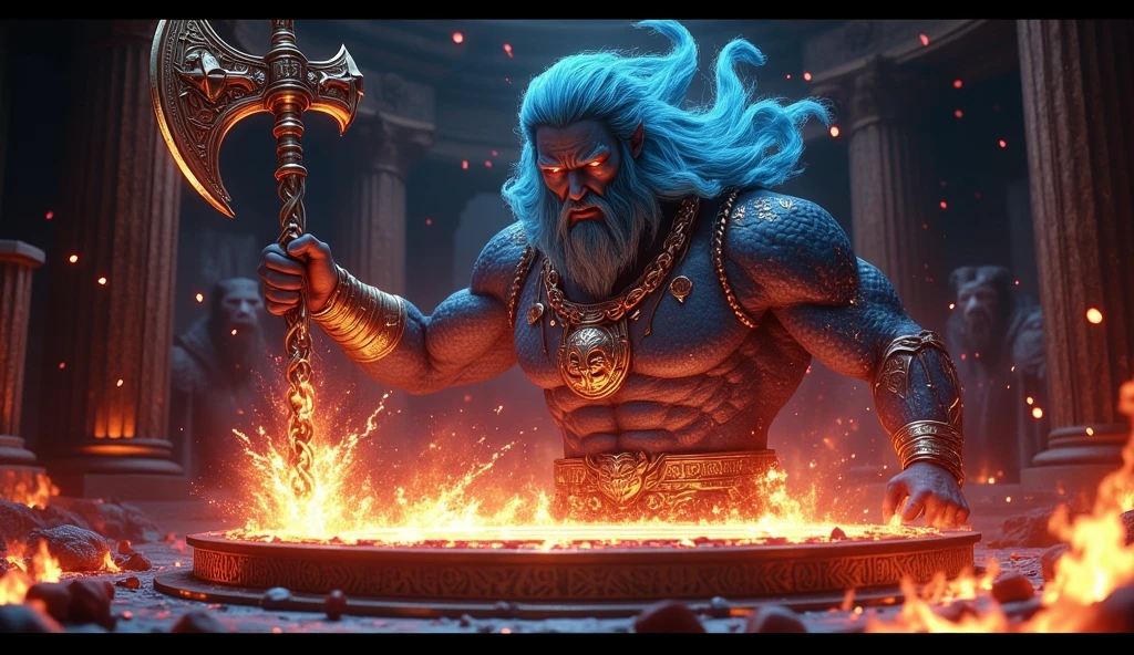 Paint a suggestive 8K image depicting a revered 3rd century Greek philosopher for.C., immortalized as a statue that reflects the epic aesthetic of 'God of War'. Position the statue in a suspenseful-soaked environment, its surroundings gently blurred to amplify its presence. Use grand lighting to cast intricate, Sombras envolventes, Igniting the spirit of an epic adventure.