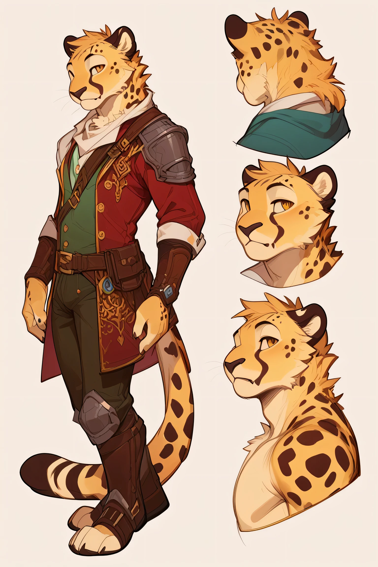 (score_9,score_8_up,score_7_up,score_6_up,score_5_up,score_4_up), fantasy art concept, game character, by darkgem, anthro, male, cheetah, model reference sheet, side view