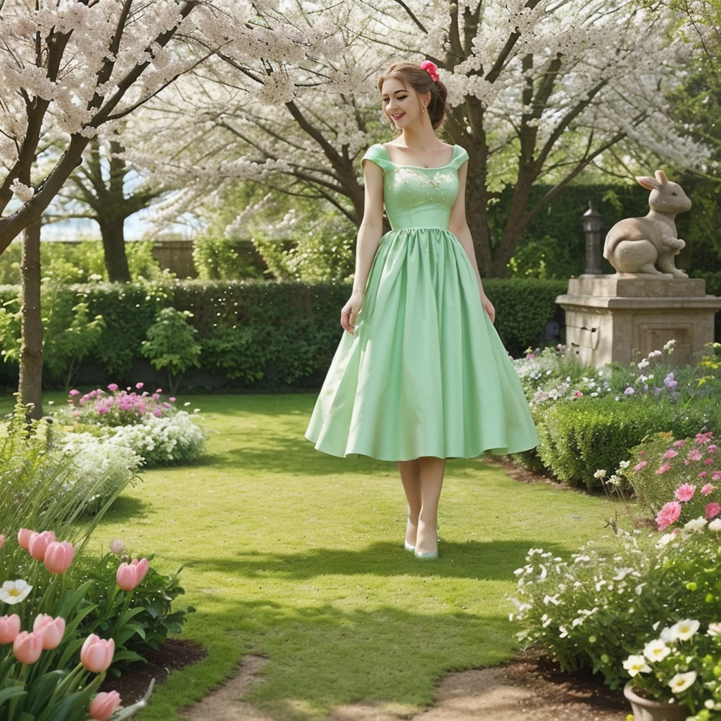 Grace Kelly dressed in spring clothes and smiling