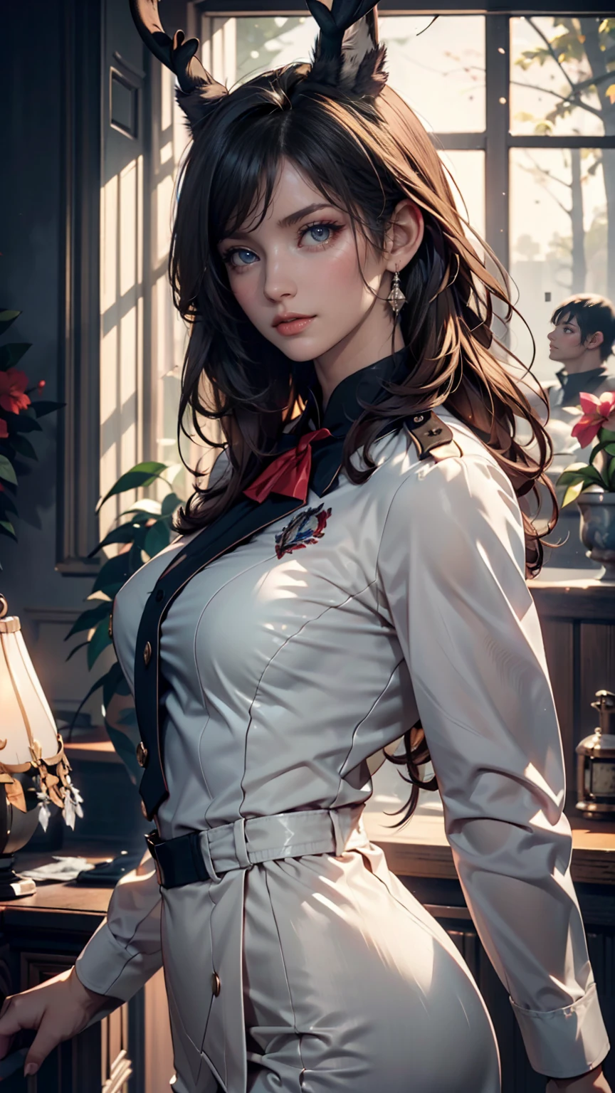 Highest quality, masterpiece, Ultra-high resolution, (Reality: 1.4), Original photo, One girl, Conservative dress, Nurse uniform, Cinema Lighting, Big Breasts, Cover Chest
