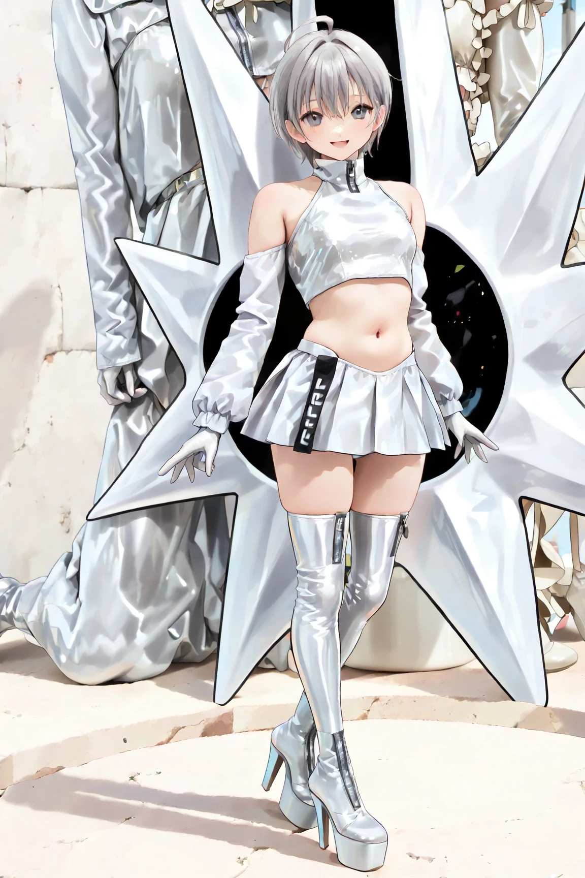 Janelle Monáe, back showing her ass, full body in high definition with a vinyl record to support her feet in an excellent 8k evolution ((miniature toy for the collection)) --auto --s2