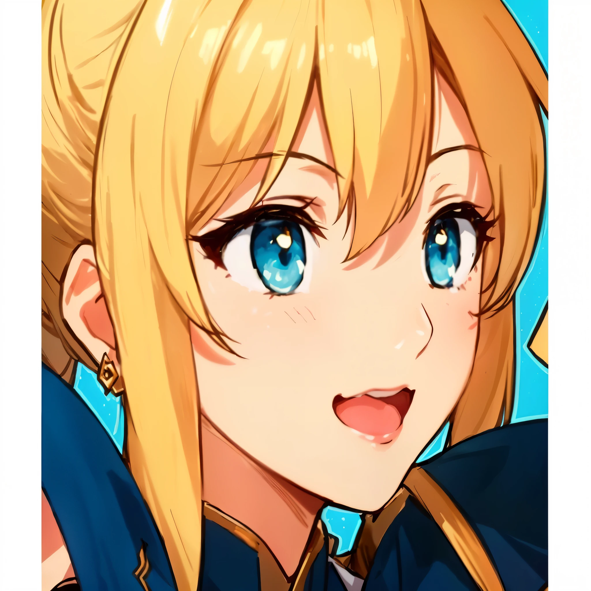 (8k, RAW photos, top quality, masterpiece: 1.2), (High Quality), ray tracing, HDR, (High Details), (Face detail), (Shadow Detail), (amplected:2), stylized blush, 3d, 3d renderpov, masterpiece, best quality, high quality, highres, 4K, smile, lip gloss, wink, one eye closed, makeup, beautiful eyes, woman, detailed, cleavage, thick thighs, 1girl, solo, masterpiece, best quality, high quality, highres, 4K, hikarimythra,1girl,blonde hair,very long hair,swept bangs,yellow eyes,green earrings,green gem tiara,tsundere,blush,