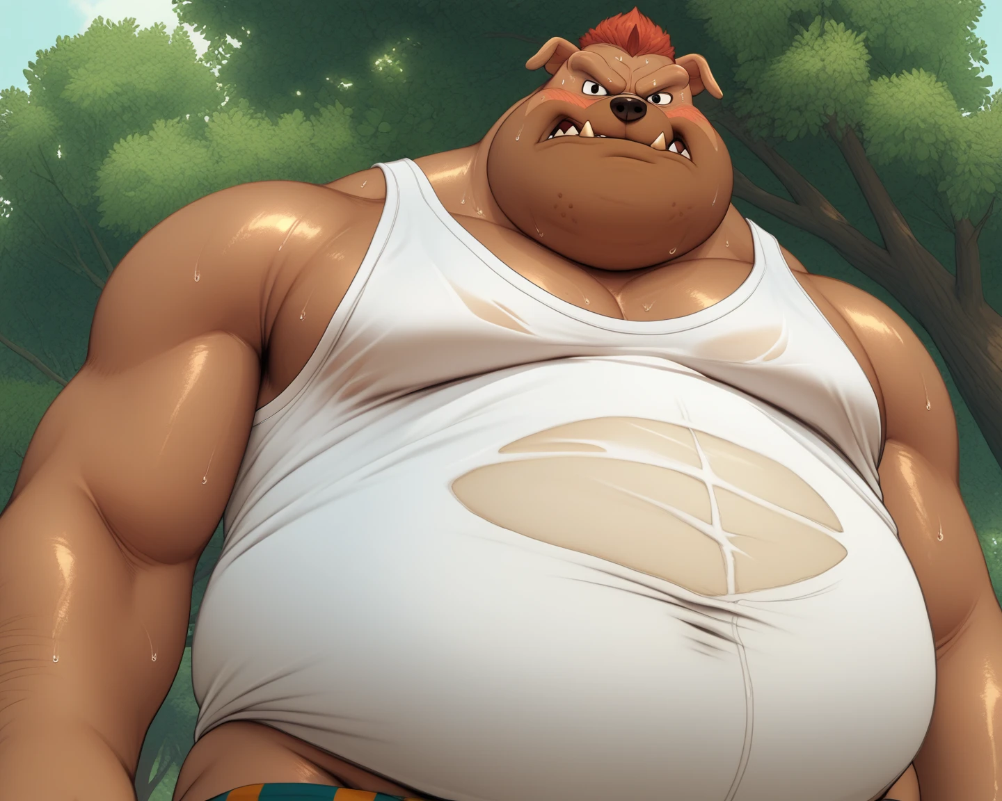 Alone, Male, BOAR, Musclegut, big belly, Chubby, Big buttocks, Big nipples,shorts,pecs,large bulge, Male mature, old,angry, Furry.