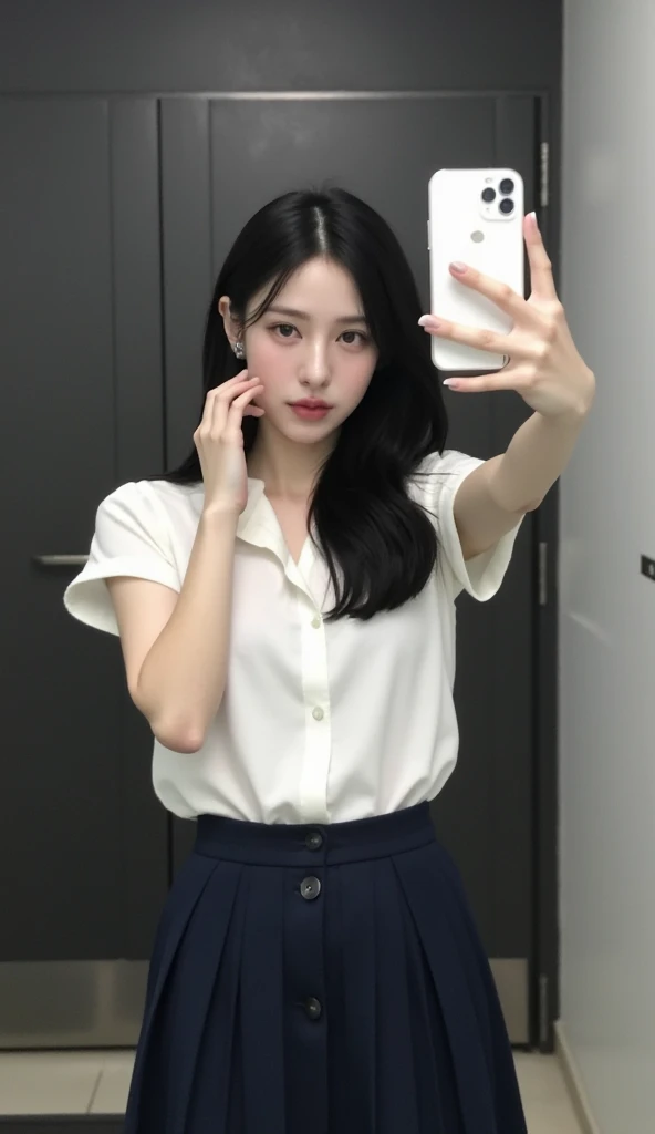 Alaf asian woman taking selfie in mirror, Korean Girl, wearing in shirt, Gorgeous young Korean woman, beautiful Korean women, Wearing a blouse, Beautiful young Korean woman, Korean Woman, Sexy Girl, Tight shirt, in a white shirt, Open Shirt, in a white shirt, wearing tight shirt, Choi Hong Hwa, Sexy look