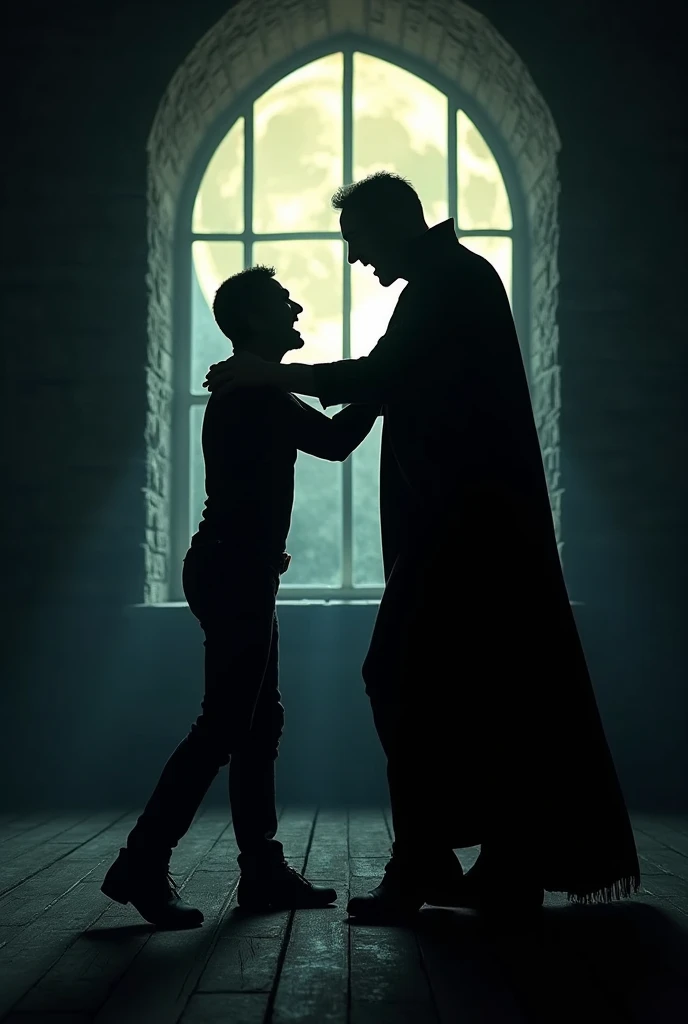 in the bedroom, Blade puts Kafka against the wall, lifts him up by his legs and