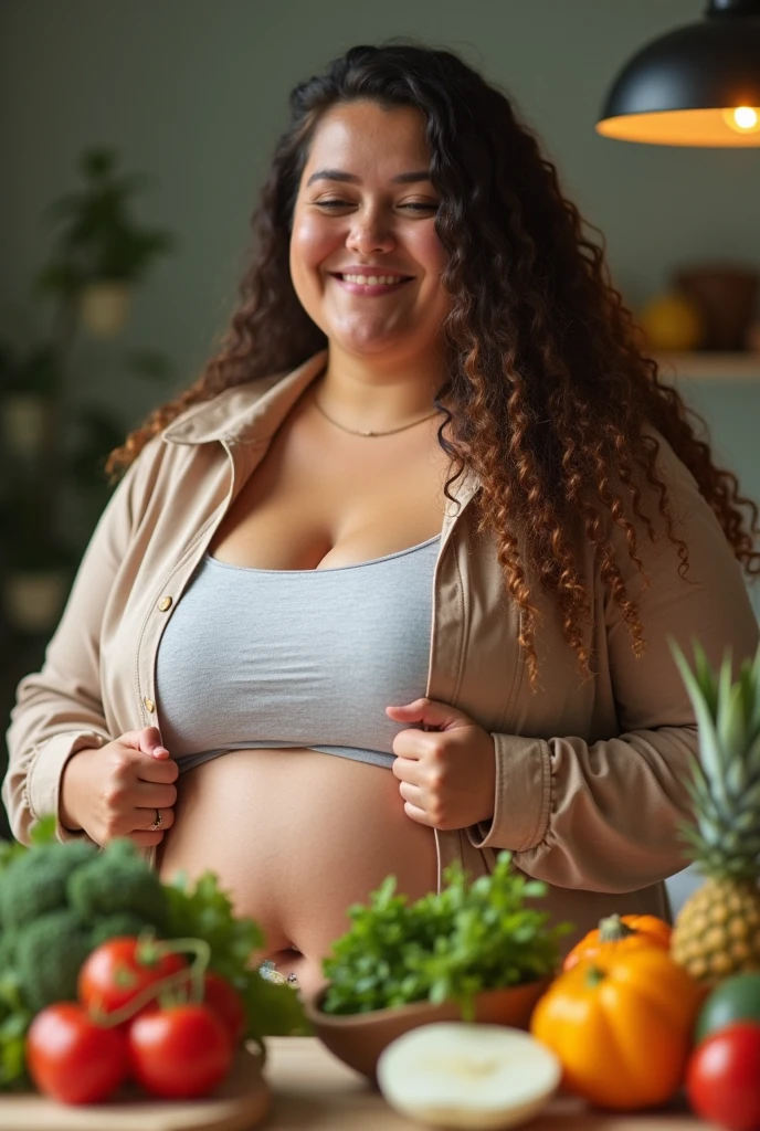 hyperpreg, full body view, Beautiful girl with wavy long hair, bohemian dress,heavily pregnant with multibles, leans against the counter in a beerhall, she has a incredible huge belly, nine month pregnant, her belly looks like 20 month pregnant, very large belly, very bloated belly, wears a low waisted jeans and a too short shirt,