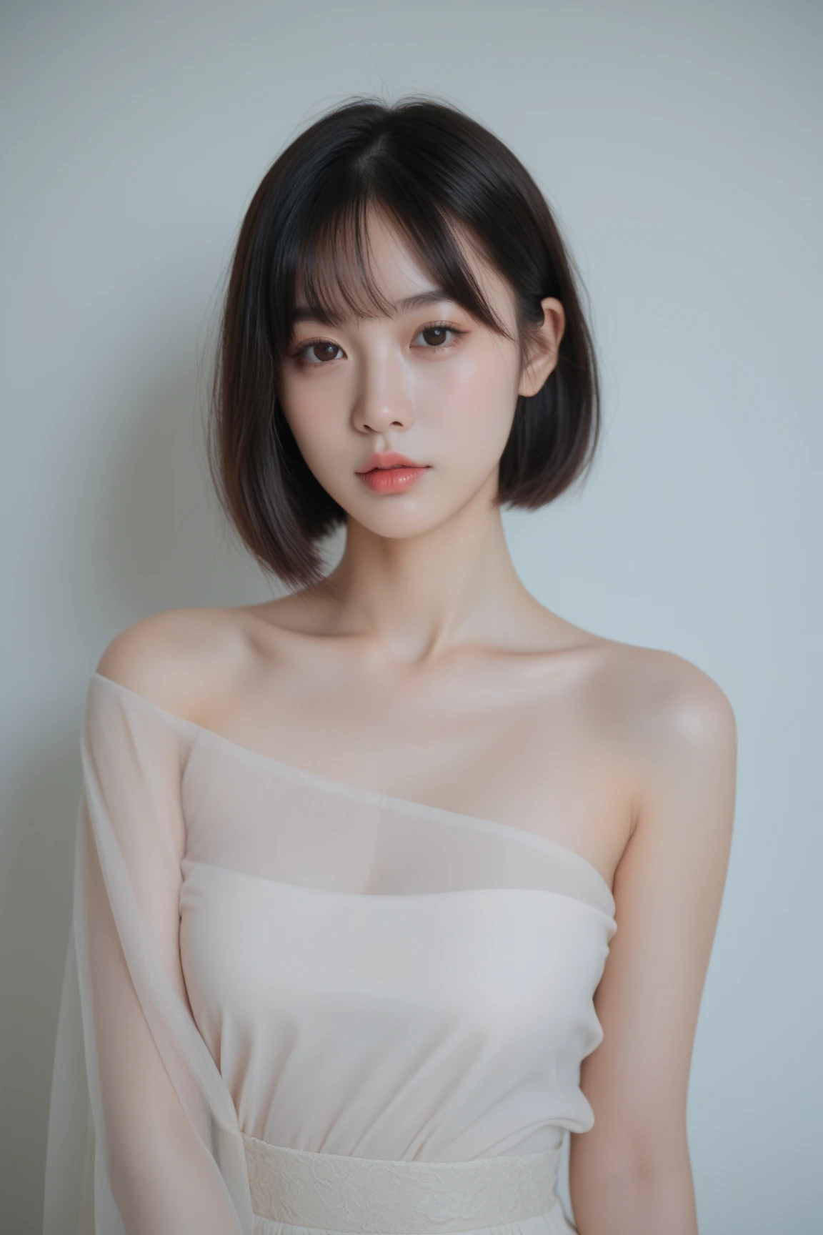 best qualtiy, tmasterpiece, 超高分辨率, (realisticlying:1.5), RAW photogr, 1girll, bshoulders, in the darkness nigth, deep shading, low tune, cold light, Sexy look, short detailed hair,((best qualtiy,8K,tmasterpiece:1.3))),Clear focus:1.2,(layer cut,The large:1.2),Beautiful Women in Perfect Figure:1.4,Moist body:1.5,Highly Detailed Face and Skin Textur,Detailed eyes,二重まぶた,
