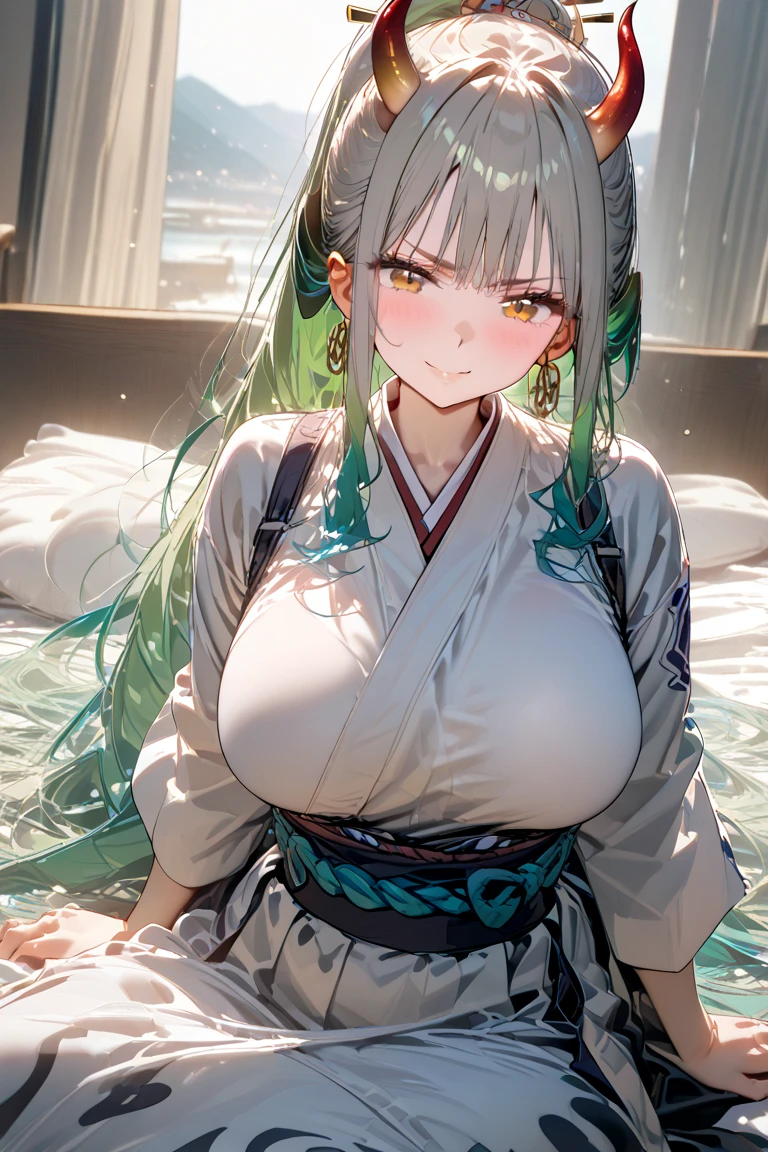((Hands of Guido Daniele))(deer antlers)((ru_qun))),best_quality,(((anime big breast))),heads,original_outfit,Hanfu,Clear details,tmasterpiece,best_quality,Clear details,1 rapariga,Green clothes,Detailed skin texture,Detailed cloth texture,beautiful detailed face,ultra - detailed,Photorealsitic,whaite hair,Clear pupils,eBlue eyes,Clear face,Green clothes,full bodyesbian,huge tit,,nakeness,areola of breast
