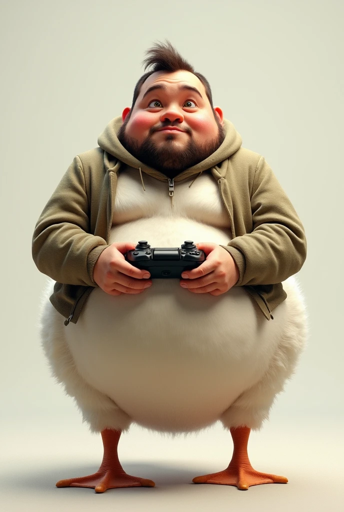 pilebitc, male, solo, chubby male, belly, (pose:1.3), (posing:1.3), (soft shading), 4k, hi res, ((detailed face, black eyes, detailed)), by zackarry911, by zaush, (by personalami:0.5), open mouth, simple background, 1boy, white background, holding, sitting, jacket, full body, male focus, multiple boys, open clothes, pants, 2boys, open jacket, pectorals, controller, game controller, letterman jacket, holding controller, buck teeth, playstation controller, holding game controller