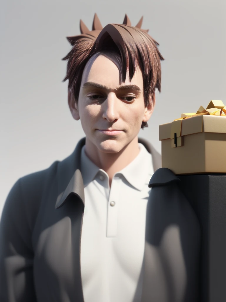 1man,3d, mystery box, Disney style, 3D rendering, cute, c4d, blender