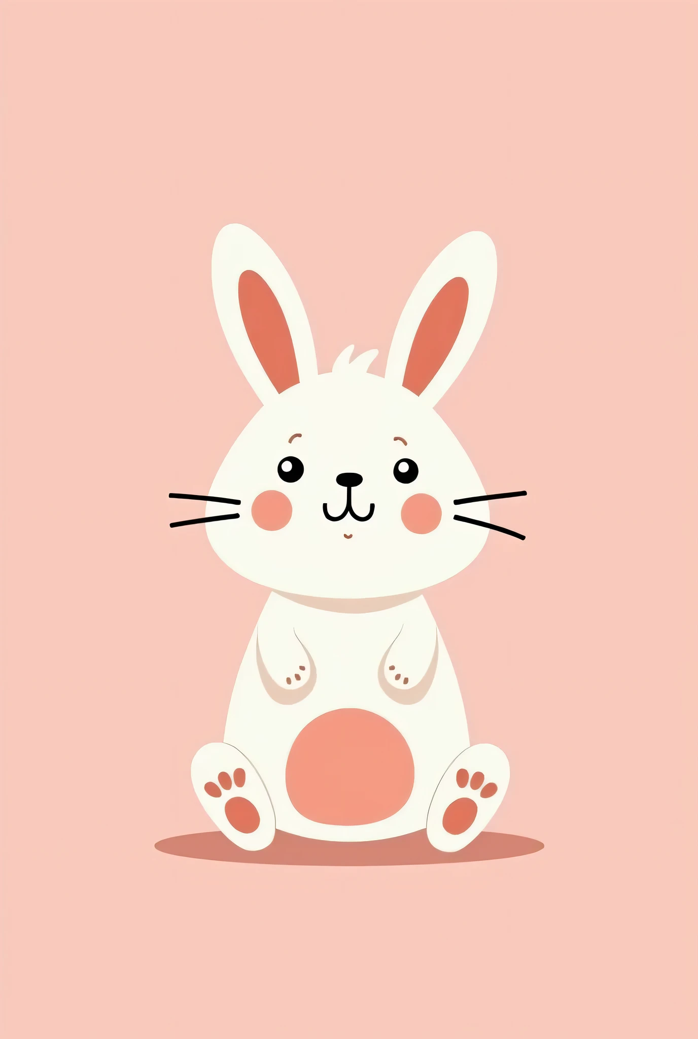 Cartoon animal design, Full body photo of cute bunny in flat style, Simple but without losing sense of design, Fresh flat style, Cyberpunk elements can be used freely, The front presents a charming and cute posture, Feet down,Pose cute