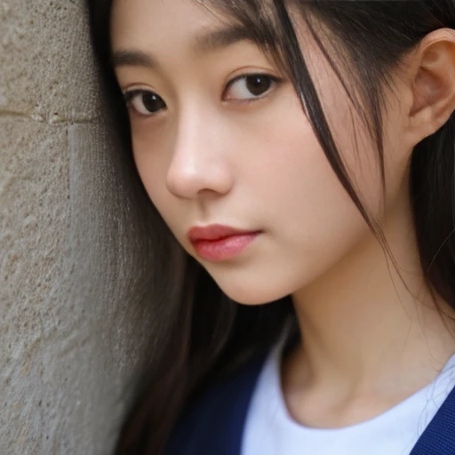 Close-up of the face of a Japanese schoolgirl