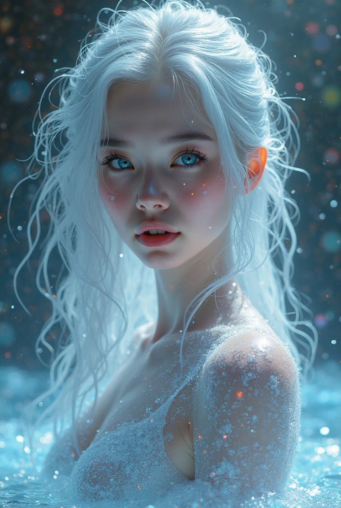 (beautiful screaming nude woman), (eyes open), (terrified expression), (((frightened expression))), (((startled expression))), (((shouting))), (clear resin face), (face made of clear resin), (face turning into clear resin), (head made of clear resin), (body turning to clear resin), (body made of clear resin), (clear resin body), (skin becoming clear resin), (face turning to clear resin), (head turning to clear resin), (arms turning to clear resin), (hands turning to clear resin), (clear resin hands), (clear resin fingers), (skin made of clear resin), (clear resin skin), (hair made of clear resin), (ASFR), (turning into clear resin), (becoming clear resin), (winter forest background), (defensive posture), ((((half made of clear resin, half made of flesh)))), side profile