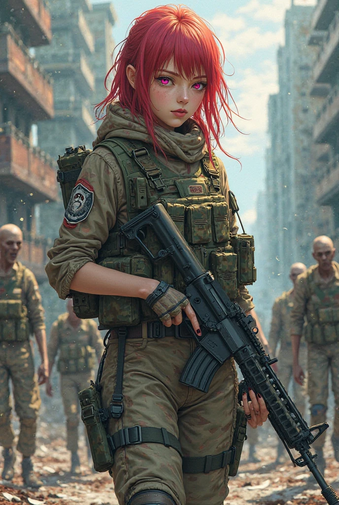 Zombie girl force fucked by an army guy, rough porn, detailed, big ass , big dick, apocalyptic setting, intricate style, 4K, ripped clothes, porn
