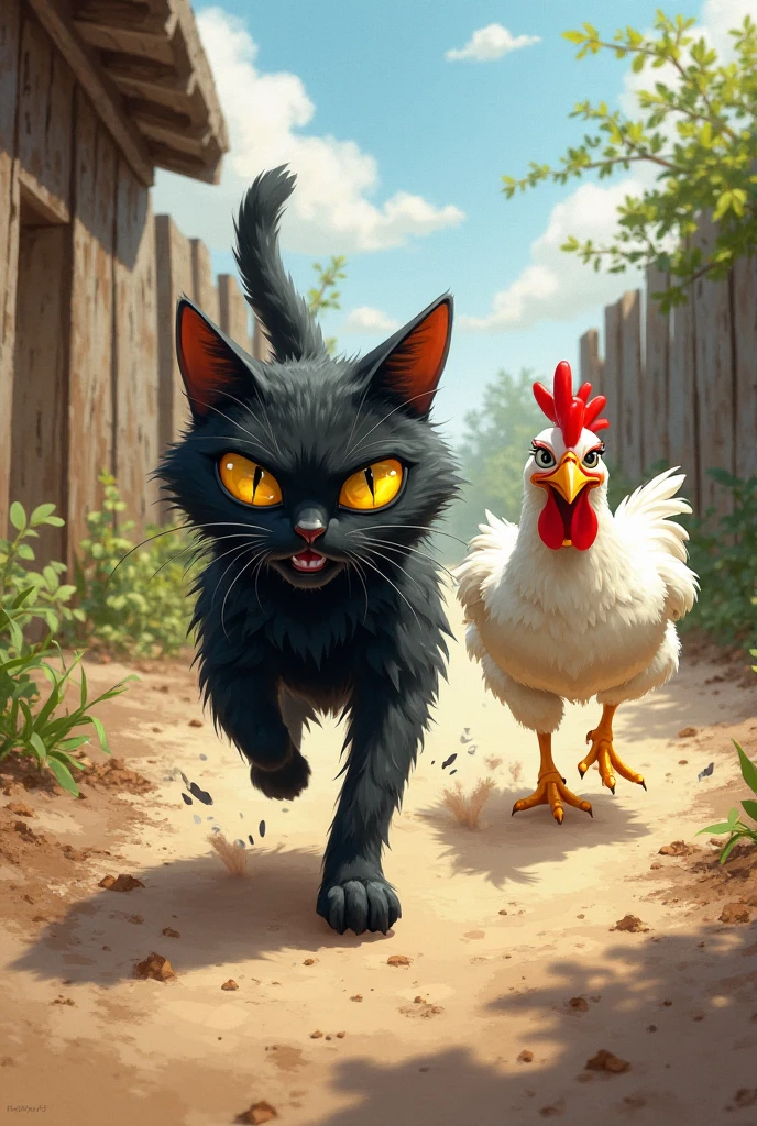 A cat swatted a chicken and ate it.