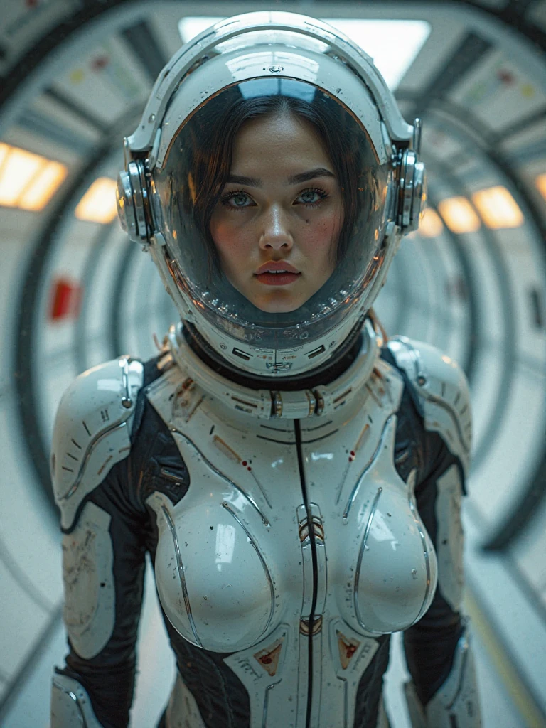 (Photorealsitic:1.4)、female、45 year old、Soryu Asuka Langley、Eva Unit 2 pilot、Colossal 、extremely busty,A slender、((((Wearing a gray pilot suit))、top-quality、extremely delicate and beautiful、high resolution、beautiful illuminating、1girl in、tall philanthropist、Earth Eye、Brown hair、(So real that you can mistake it for a photo)、illuminating the face、illuminating、face perfect、(Ultra-detailed eyesnose-mouth-tongue)、sexypose、illuminating the face、(Draw the whole body)、face perfect、space station,, upper body, cowboy shot