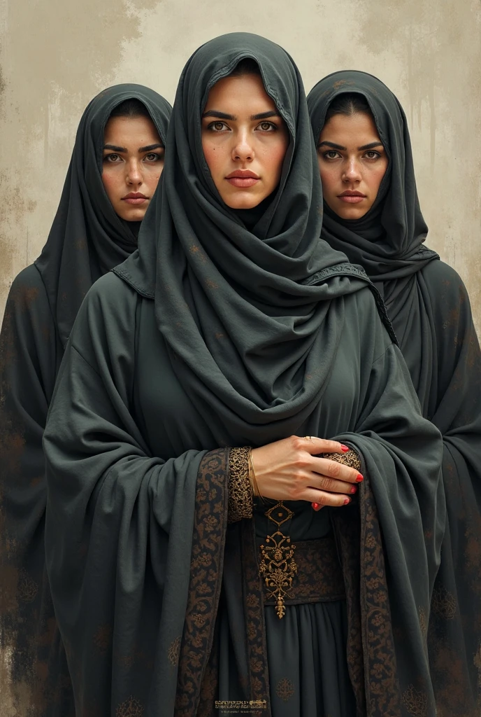 3 hijab women guarding the old building