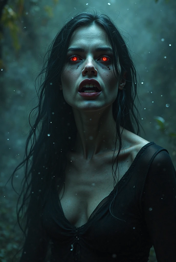 (highest quality,4K,8k,High resolution,masterpiece:1.2),Very detailed,(Realistic,photoRealistic,photo-Realistic:1.37), Close-up of a woman with dark hair and a black dress, Dark Eyes,an ominous笑顔,((((Glasses))))、((((big sapphire necklace))))、Evil Aura,Burning Flames,Soul Corruption,Dark Shadows,an ominous雰囲気,Strange symbols,Cursed Land,Eternal Darkness,Unforgettable Exists,Intimidating person,Grotesque features,Horror Scene,twisted reality,Scary atmosphere,A wonderful work of art,Evil Unleashed,Supernatural horror,Spooky art,nightmare fuel,Terrifyingly clear,Abstract fear,Terrifyingly beautiful,masterpiece,Fear incarnate,Shadow Chaos,Exists,to be born々Shii Darkness,in style of Dark Fantasy Art, Dark Fantasy Art, Beautiful and elegant queen of darkness, Dark Fantasy Art, fantasy dark art, Dark fantasy digital art, Gothic fantasy art, Gothic Dark Maiden, Detailed Texture,Spooky creatures,an ominous雰囲気,Mythical,Space horror,darkness,Mysterious,Dark aesthetic,Fog Background,Eyes of another world,Ancient Gods々々々々, Powerful wizard, MysteriousStanding in the woods. Flowing robes decorated with symbols, Arms stretched out, Powerful,Tentacles,Pitch black blackness,Majestic,Unfathomable depth,nightmare,The Exists of the universe,an ominousExists,seeping darknesss,Secrets of the Universe, (Spooky atmosphere), (((Dramatic Shadows), (Dynamic pose), ((Artistically expressed)), ((charm), (Gothic), (Mysterious Setting), (Moody color palette), (Skillfully drawn), (sense of unease), (Intricate details), (an ominous smile), (an ominous), (charm eyes), (Horror elements), (charm composition), (Impressive anatomy),(Striking contrast))), (Interesting character designs)、Dark Fantasy Portrait, Portrait of the Dark Goddess,