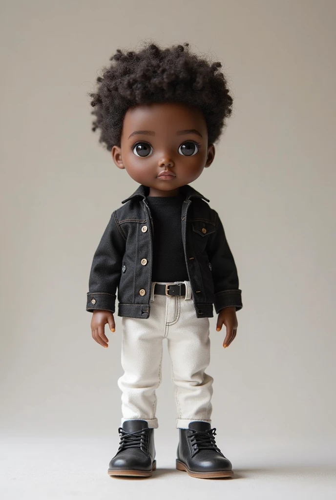 Make a boy blythe doll with dark skin, and brown baggy eyes, and dark hair