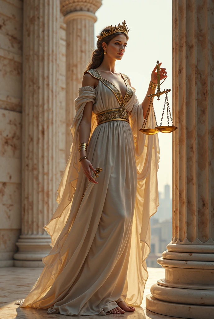 Roman Greek goddess of justice, that has a text of Legal Interpretation Techniques