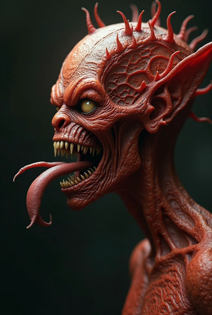 hyper realistic and highly detailed, closeup portrait photo of an otherworldly fantasy monstrous alien creature, (bizarre, translucent, bioluminescent and transparent:1.5), photorealistic and highly detailed skin, visible pores, ultra detailed skin textures, (professional, finest details, maximized details, ultimate detail level, masterpiece, best quality:1.5), neon ruby red hue, duo toned,  highly dynamic, highly dramatic volumetric lighting
 <lora:artialien:0.7> artialien