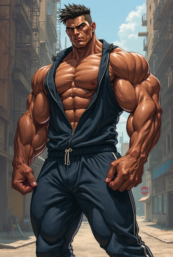 The feeling of youth,( Tattoo),(Thick body hair),Upper Body,(He was wearing baggy shorts,Showing his length, muscular, hairy),(Leaning against a tree),(For the audience) ,(Put his hands on his waist), (Pay attention to your audience) ,(There is a huge bulge in the area),sideways,Sharp eyes,(Thick dark brown hair),(Bottom-up view),shoulder width,Muscles protrude a lot,Highest image quality,cartoon ,Anime Wallpaper,Chest muscle expansion,Spread your legs,Sexy,(main part, best quality),((Exaggerated muscle bulge)),The protagonist is tall,muscular and bulky, muscular characters, Great and cool, tall and muscular, muscular!!, Very strong, muscular attractive men, Huge muscles, Big Muscle, Muscle Man, Anime handsome man, muscular!, Huge muscles, muscular bodies,(Photo from bottom to top) (Highest quality images) ,Close-up photos,Lion Man ,real, young, , Wear shorts, Crotch protrusion, Anime Characters, Leaning against a tree, Legs open, Male face, bonito rosto young, Short hair, Huge pectoral muscles, 大腿muscular, Biceps tendon, Huge body, High-intensity training makes your body more fit, muscular, 8 pieces transparent ABS, A 3-meter-tall,, , Radiant Skin, Dihan.and, (Hands on thighs), barefoot, No beard,Thick Legs,Photos from head to knees,The character is a burly man,Wear a white sleeveless vest,Surrealistic pattern on vest,Dynamic Action,View from the abdomen,Exaggerated deformation,画面整体突出他发达的肩膀and胸大肌,Light from above, Muscular,Upper Body,Clothes show shoulders,locker room,黑色圆形Tattoo