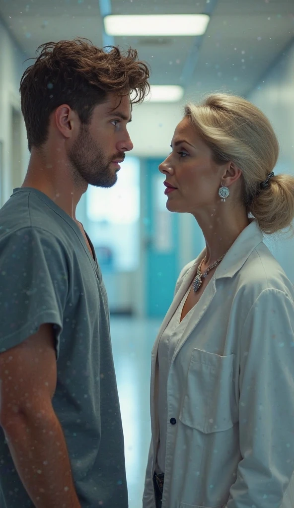 Love at first sight in nurse at bodybulider man patient