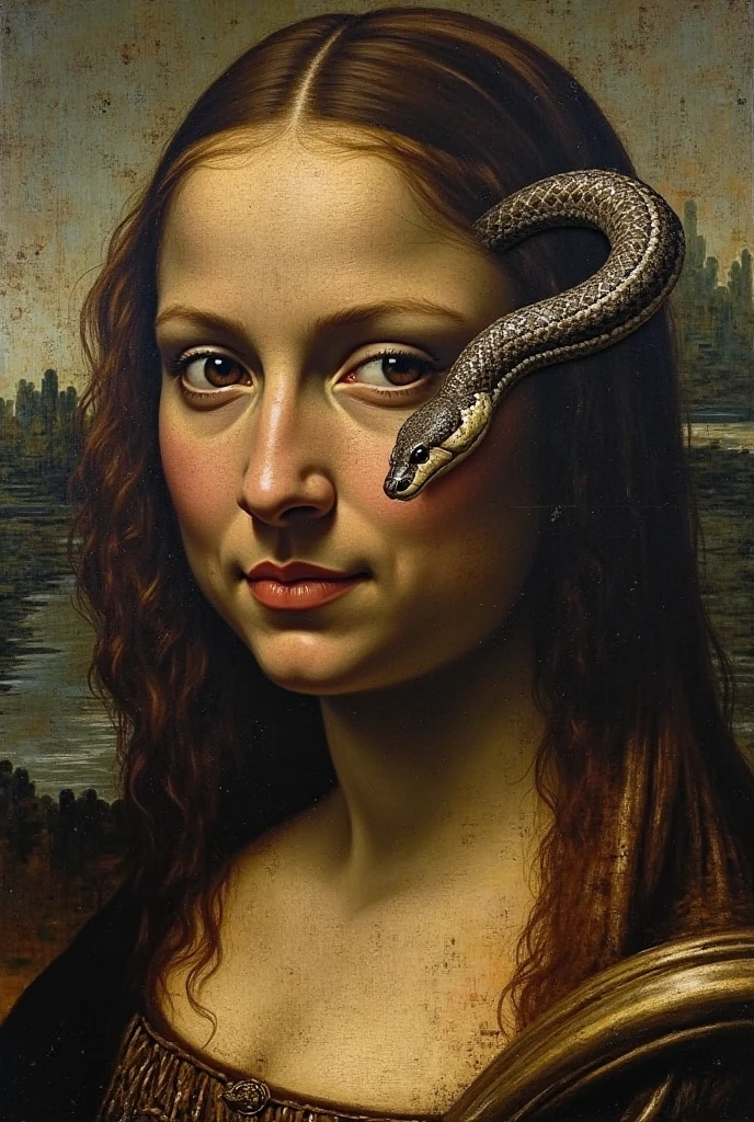 The whole body is visible,Snake charmer nude woman