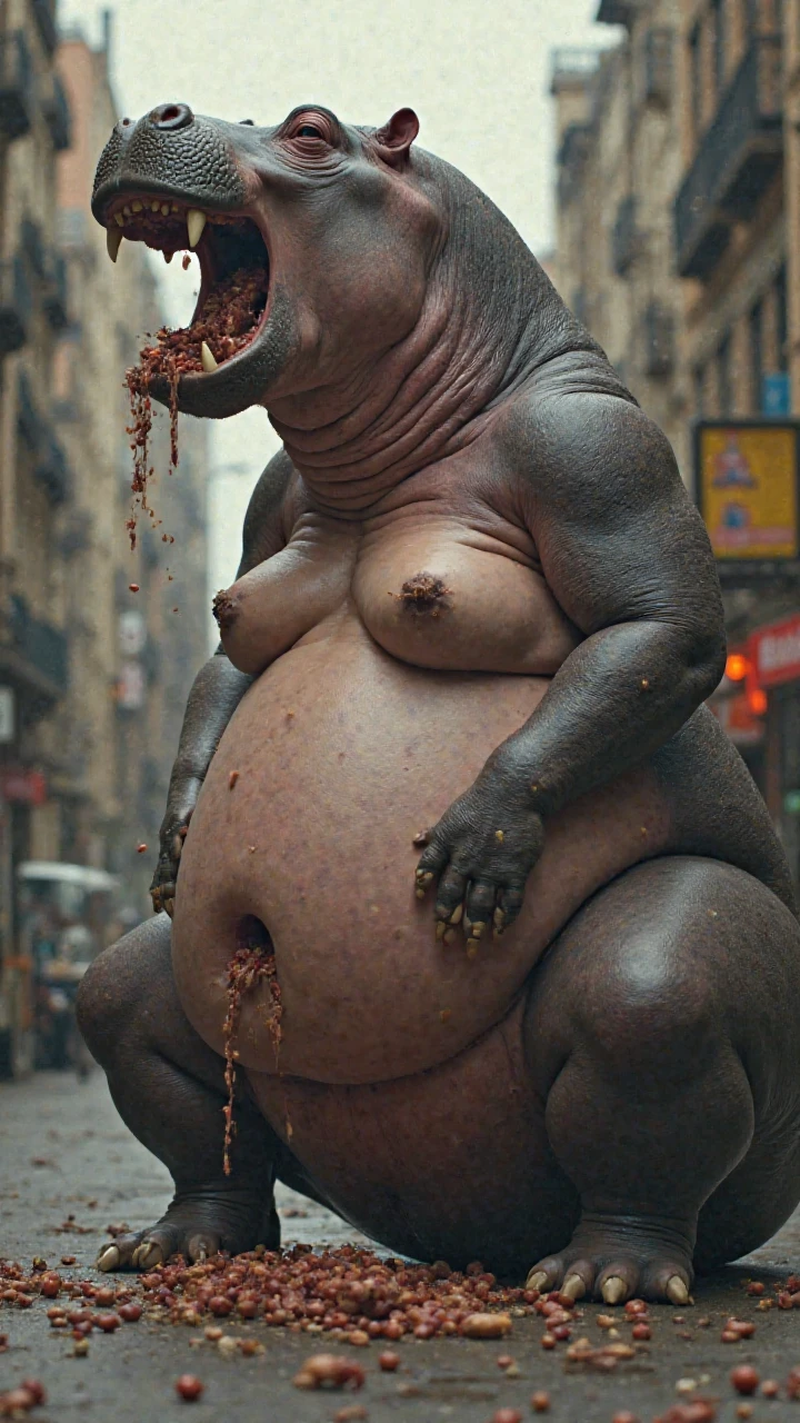 breathtaking oil painting, masterpiece, best quality, an incredibly obese anthro pig sitting on a couch behind a table filled with food, obese, incredibly obese, pig, female, bottom heavy,, wide hips, food, pile of food, food everywhere, slob, messy, food stains, (mukbang), emerald bikini, skimpy outfit, night, emerald hair, undercut hairstyle, undercut, curly hair, green eyes, hooves, ((anger, angry expression)), glutton, camera, streaming, (tattoos, tattooed,), emerald details, emerald tattoos, , photorealistic oil painting, by charlie bowater, fine details, by wlop, trending on artstation, very detailed