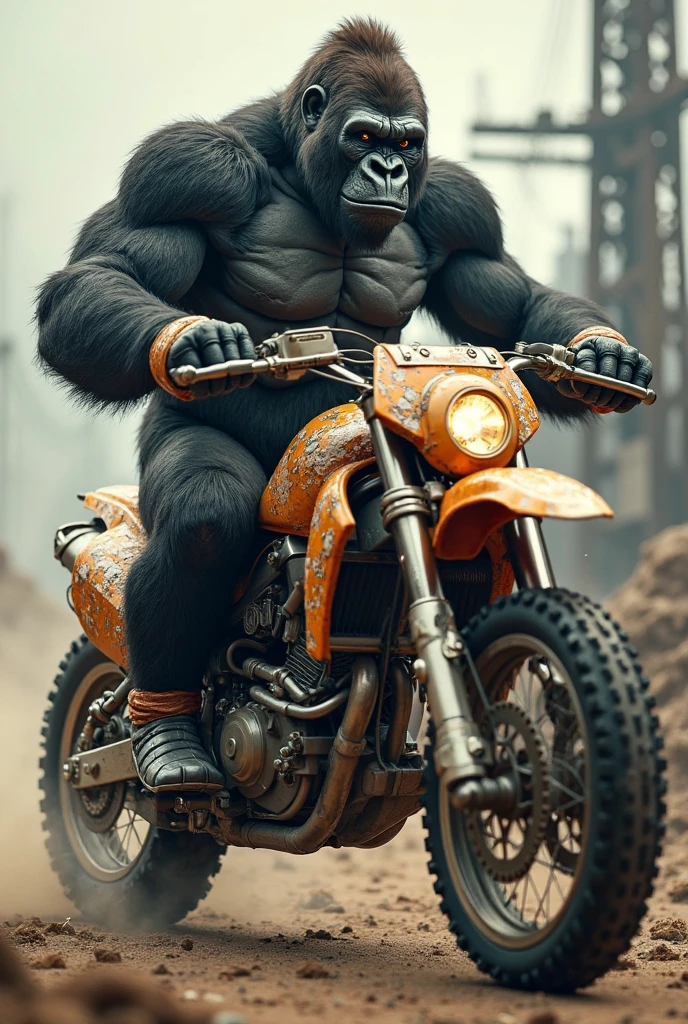 Um gorila montado em cima de uma moto