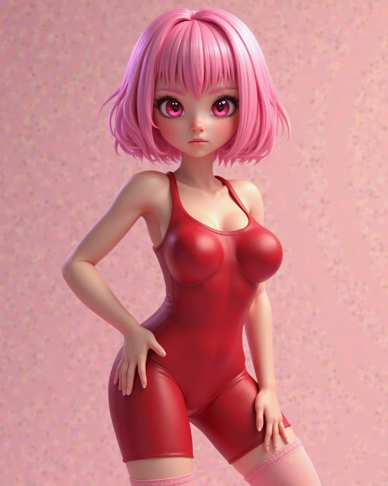 1girl, tohsaka rin, full body, solo, short hair, naked, pink cat ears headband, collar, perfect round breast, small breast, sexy, nsfw, glasses, blush, cute smile, looking at viewer, offyce full of people , pink hair, background, two side up, blue eyes, lips, closed mouth, ribbon, hair ribbon, bangs, parted bangs, pink ribbon, twintails, nose,