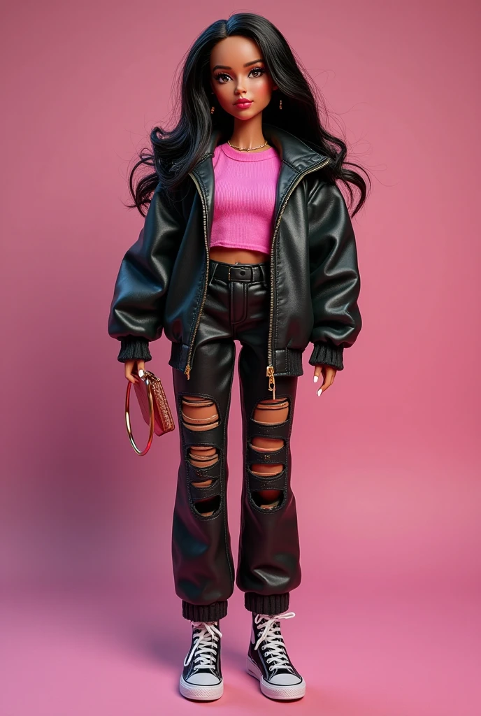 Araffe woman in jeans and a red jacket holding a red handbag, Trends in Artstration, stunning digital illustration, in the style of digital illustration, beautiful digital artwork, dark-skinned female goddess of love, Black girl, Fully clothed. painting of sexy, Stunning art style, colored woman, 1 out of 1. 0, beautiful city colored woman only, Realistic digital illustration